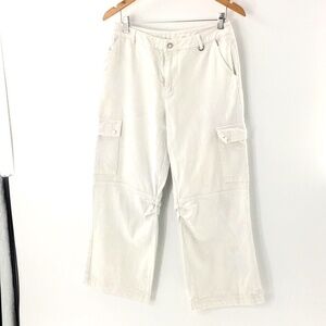 Princess Polly Womens Pants Wide Leg Cargo Fallout Mid Rise White Pants Sz 6